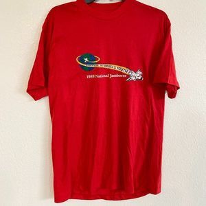 - Vintage T-Shirt 1989 National Jamboree Red Space Boy Scouts of America B…